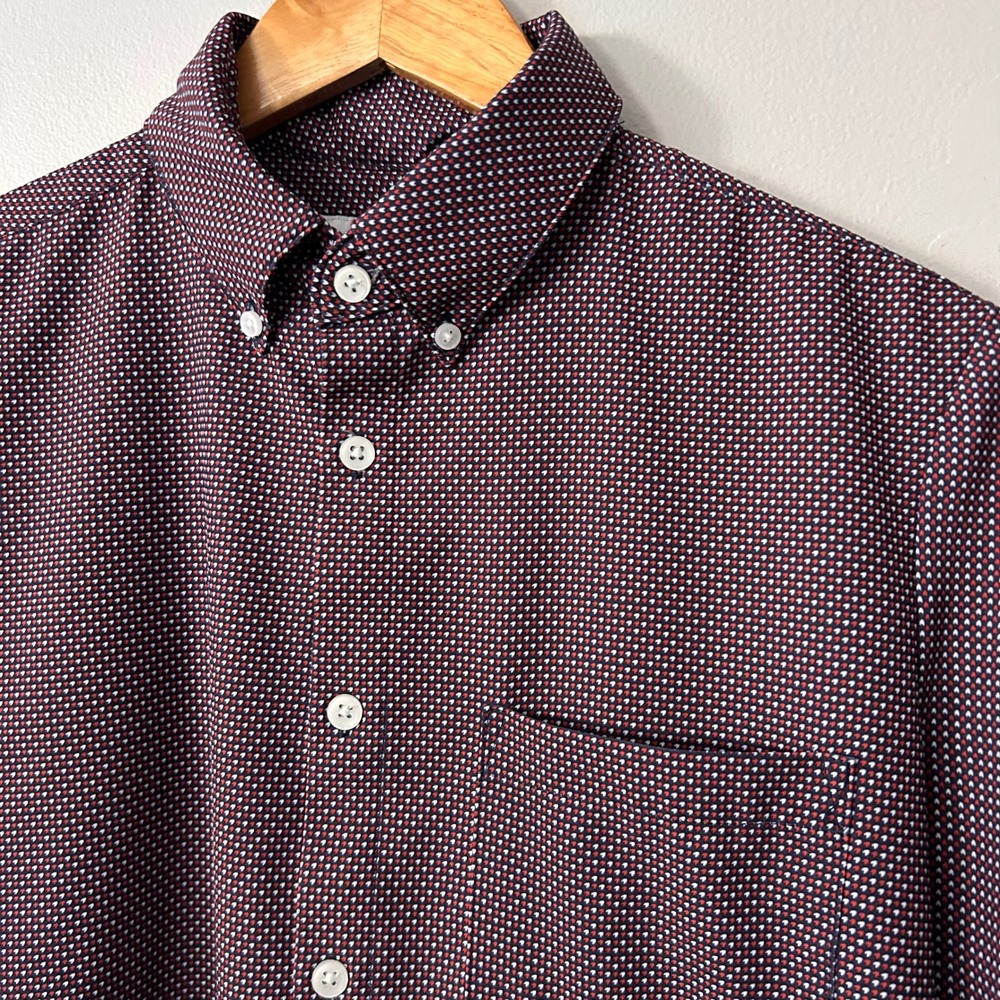 Mizzen+Main Shirt Mens Small Red Leeward Trim Fit Short Sleeve Geometric Stretch